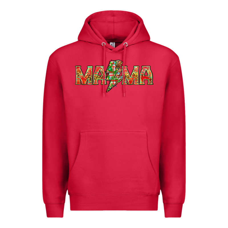 Mama Christmas Lightning Bolt Mother's Day Premium Hoodie by HowdyJamesFarm | Teevron