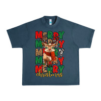 Midnight Navy merry christmas reindeer Urban Heavy Tee - MaliasSmallBusiness
