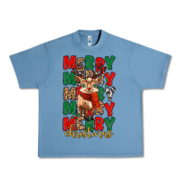 Pebble Blue merry christmas reindeer Urban Heavy Tee - MaliasSmallBusiness