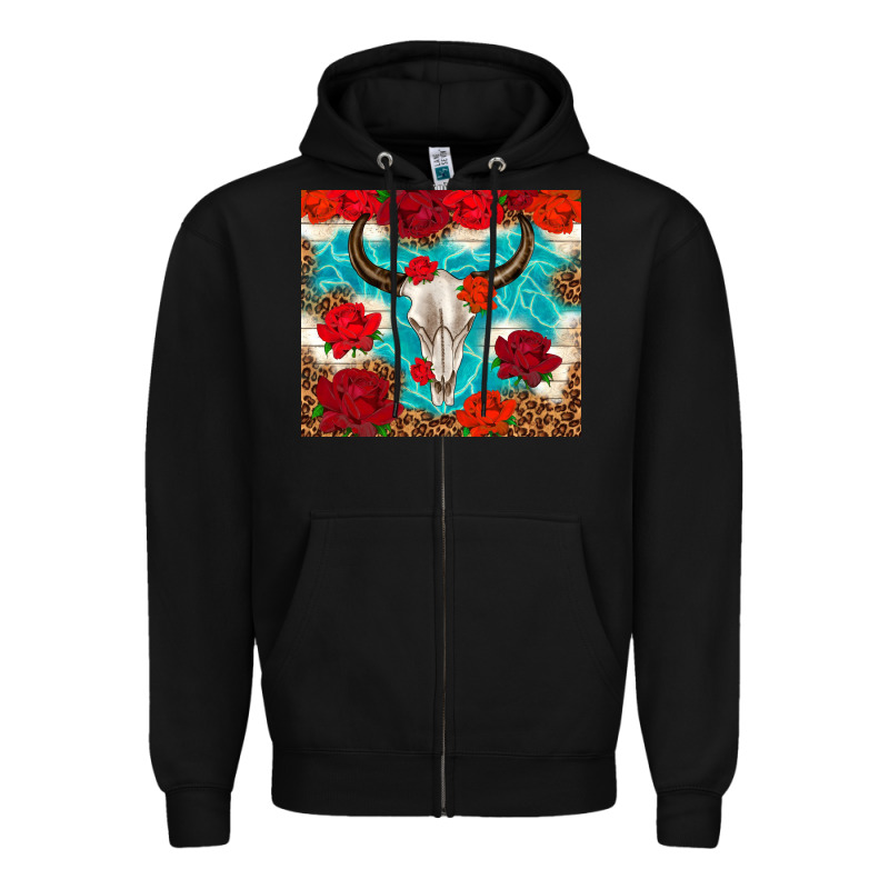 Bull Skull Rose Zipper Hoodie by TumblerDesignByShophia | Teevron