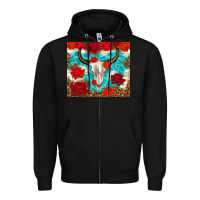 Black bull skull rose Zipper Hoodie - TumblerDesignByShophia