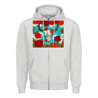 Dove Grey bull skull rose Zipper Hoodie - TumblerDesignByShophia