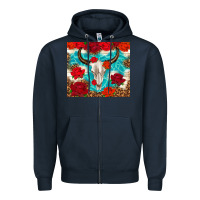 Navy bull skull rose Zipper Hoodie - TumblerDesignByShophia
