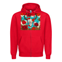 Red bull skull rose Zipper Hoodie - TumblerDesignByShophia