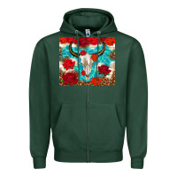 Sports Green bull skull rose Zipper Hoodie - TumblerDesignByShophia