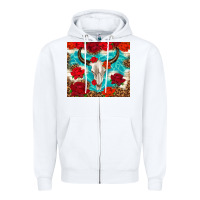 White bull skull rose Zipper Hoodie - TumblerDesignByShophia