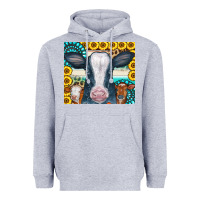Heather Grey Cows Gemstone Sunflowers Tumbler Heavyweight Hoodie - CowCowDesign