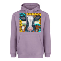 Lavender Cows Gemstone Sunflowers Tumbler Heavyweight Hoodie - CowCowDesign