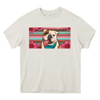 Cream english bulldog floral license plate Heavy Core Tee - Artiststas