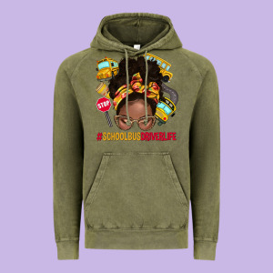 School Bus Driver Life Afro Messy Bun Vintage Hoodie Designed By Nancycooperartshop