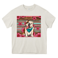 Cream british bulldog floral serape Heavy Core Tee - Artiststas