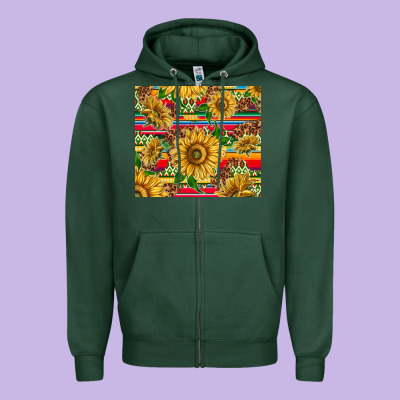 Mexican Sunflowers Zipper Hoodie Designed By Tumblerdesignbyshophia