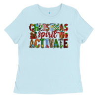 Baby Blue Christmas Spirit Activate Ladies Tee - RanaPortraitStore