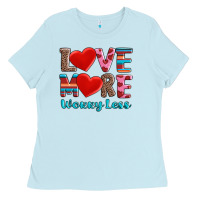 Baby Blue love more worry less Ladies Tee - AdoDesignShop