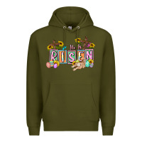 Army Green He is risen Easter  Easter Day Premium Hoodie - CowGirlArtShop