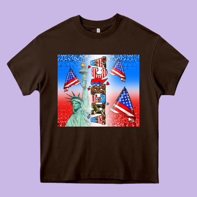 American Flag  And America Heavy Core Tee Designed By Adodesignshop