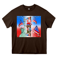 Chocolate Brown american flag  and america Heavy Core Tee - AdoDesignShop