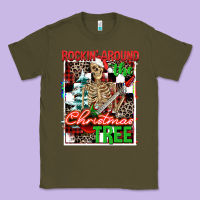 Rockin' Around The Christmas Tree Skeleton Classic Tee Designed By Nancycooperartshop
