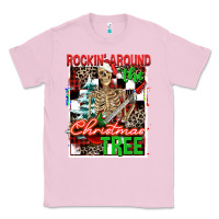 Bubblegum Pink Rockin' around the Christmas tree skeleton Classic Tee - NancyCooperArtShop