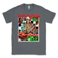Charcoal Heather Rockin' around the Christmas tree skeleton Classic Tee - NancyCooperArtShop