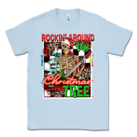 Dusty Blue Rockin' around the Christmas tree skeleton Classic Tee - NancyCooperArtShop