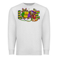 Oatmeal Heather love lips mardi gras Premium Sweatshirt - OliviaCreatesArt