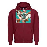 Burgundy freebird with leopard and cowhide pattern Zipper Hoodie - TumblerDesignByShophia