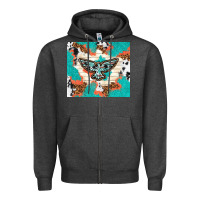 Charcoal Heather freebird with leopard and cowhide pattern Zipper Hoodie - TumblerDesignByShophia