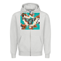 Dove Grey freebird with leopard and cowhide pattern Zipper Hoodie - TumblerDesignByShophia