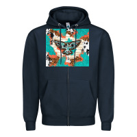 Navy freebird with leopard and cowhide pattern Zipper Hoodie - TumblerDesignByShophia