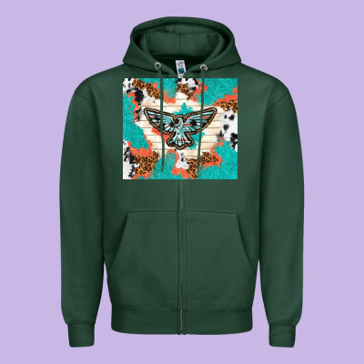 Freebird With Leopard And Cowhide Pattern Zipper Hoodie Designed By Tumblerdesignbyshophia