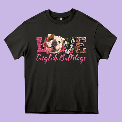 Love English Bulldogs Heavy Core Tee Designed By Artiststas