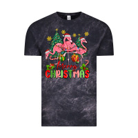 Cloud Black merry christmas flamingos Vintage Tee - MaliasSmallBusiness