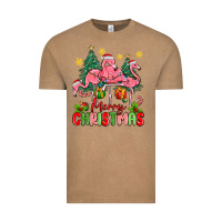 Vintage Coffee merry christmas flamingos Vintage Tee - MaliasSmallBusiness