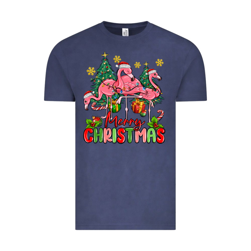 Merry Christmas Flamingos Vintage Tee by MaliasSmallBusiness | Teevron