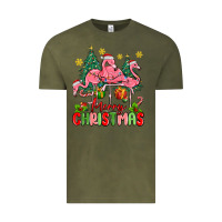 Vintage Olive merry christmas flamingos Vintage Tee - MaliasSmallBusiness