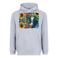 Heather Grey Cow Serape Just a Little Moody Heavyweight Hoodie - CowCowDesign