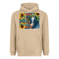 Mushroom Cow Serape Just a Little Moody Heavyweight Hoodie - CowCowDesign