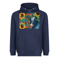 Navy Cow Serape Just a Little Moody Heavyweight Hoodie - CowCowDesign