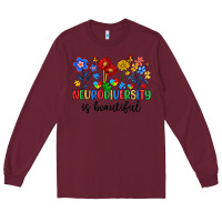 Burgundy neurodiversity is beautiful Long Sleeve Tee - Artiststas