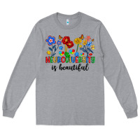 Heather Grey neurodiversity is beautiful Long Sleeve Tee - Artiststas