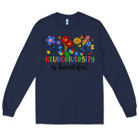 Navy neurodiversity is beautiful Long Sleeve Tee - Artiststas
