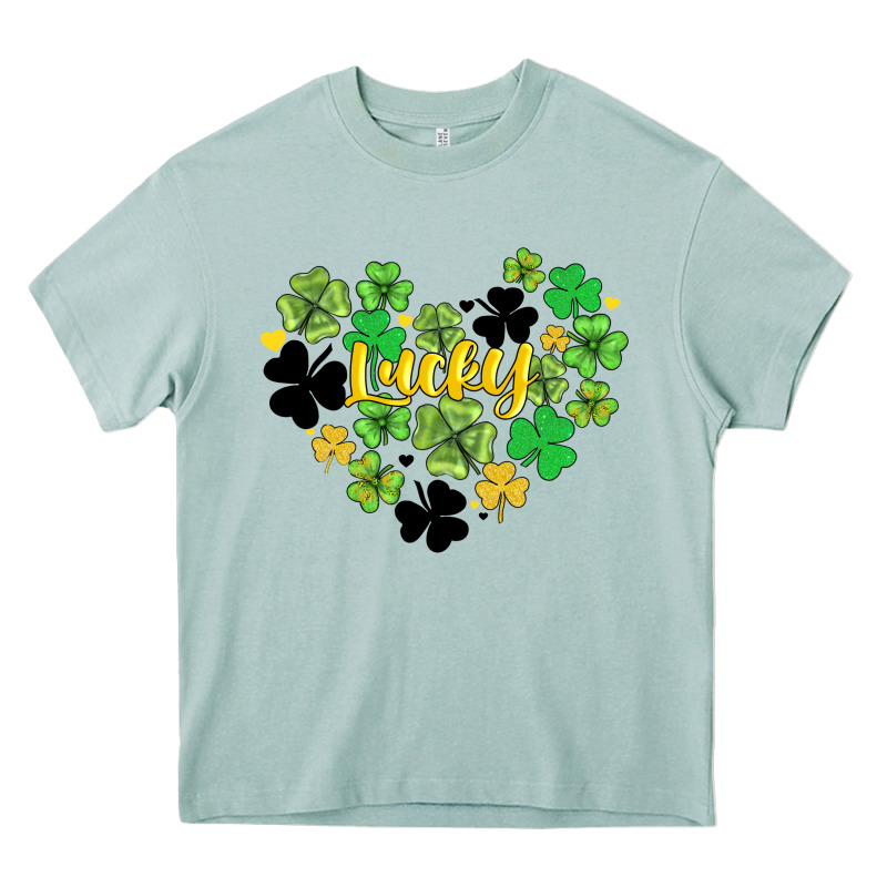 Lucky Heart Shaped Clover Heavy Core Tee by AdoDesignShop | Teevron