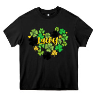 Black lucky heart shaped clover Heavy Core Tee - AdoDesignShop