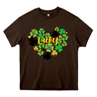 Chocolate Brown lucky heart shaped clover Heavy Core Tee - AdoDesignShop