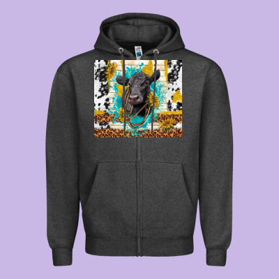 Black Angus Zipper Hoodie Designed By Tumblerdesignbyshophia