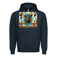 Navy black angus Zipper Hoodie - TumblerDesignByShophia