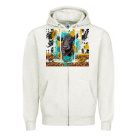 Oatmeal Heather black angus Zipper Hoodie - TumblerDesignByShophia