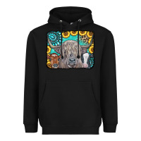 Black Cows Glitter Turquoise Leopard Sunflowers Heavyweight Hoodie - CowCowDesign