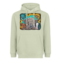 Matcha Cows Glitter Turquoise Leopard Sunflowers Heavyweight Hoodie - CowCowDesign